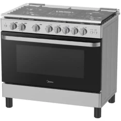 Midea 90x60cm 5 Burner Gas Cooker - Silver
